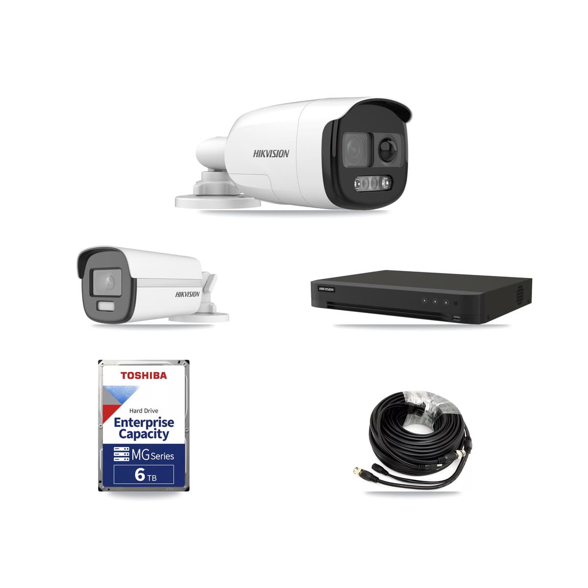 Hikvision 8-Channel 5MP – 4K CCTV Kit — 3 DS-2CE12KF3T-PIRXO 5MP + 1 DS-2CE12UF3T-E 4K Bullet Cameras + 6TB Recording (IDS-7208HUHI-M1/XT Recorder)