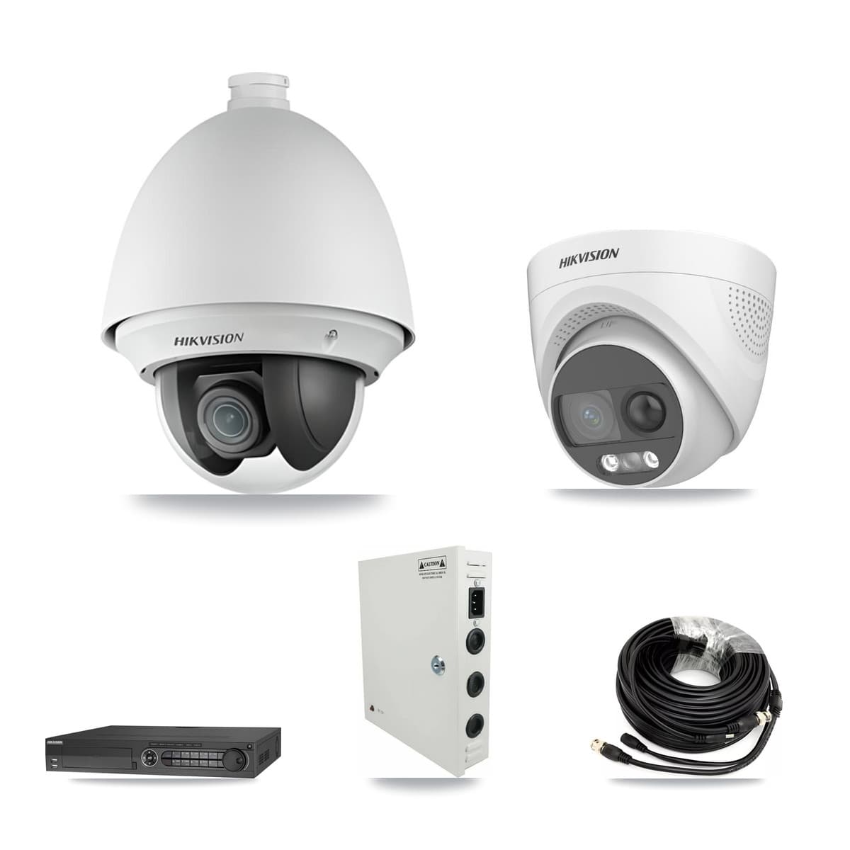 Hikvision 32-Channel 2MP – 5MP CCTV Kit — 24 DS-2AE4225T 2MP PTZ + 1 DS-2CE72KF3T 5MP Turret Cameras + 2× 8TB Recording (DS-7332HQHI Recorder) - Image 1