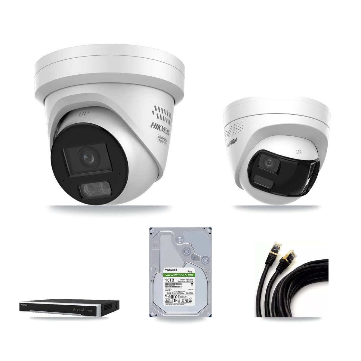 Hikvision 16-Channel 4MP – 4K CCTV Kit — 1 DS-2CD1383G2P 4K + 14 DS-2CD2347G3 4MP Turret Cameras + 2× 10TB Recording - Image 1