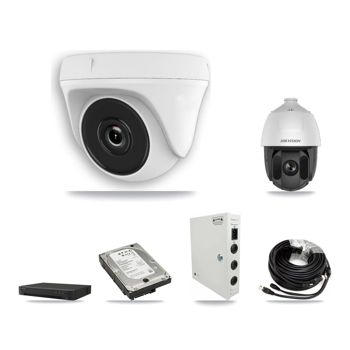 Hikvision 16-Channel 2MP CCTV Kit — 1 PTZ + 7 White Dome Cameras + 5TB Recording (IDS-7216HQHI Recorder) - Image 1