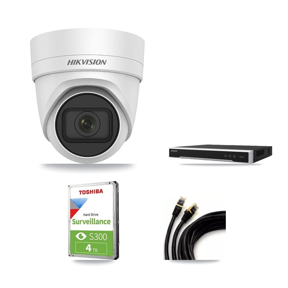 Hikvision 16-Channel 4MP CCTV Kit — 3 DS-2CD2H45FWD Turret Cameras + 4TB Recording - Image 1