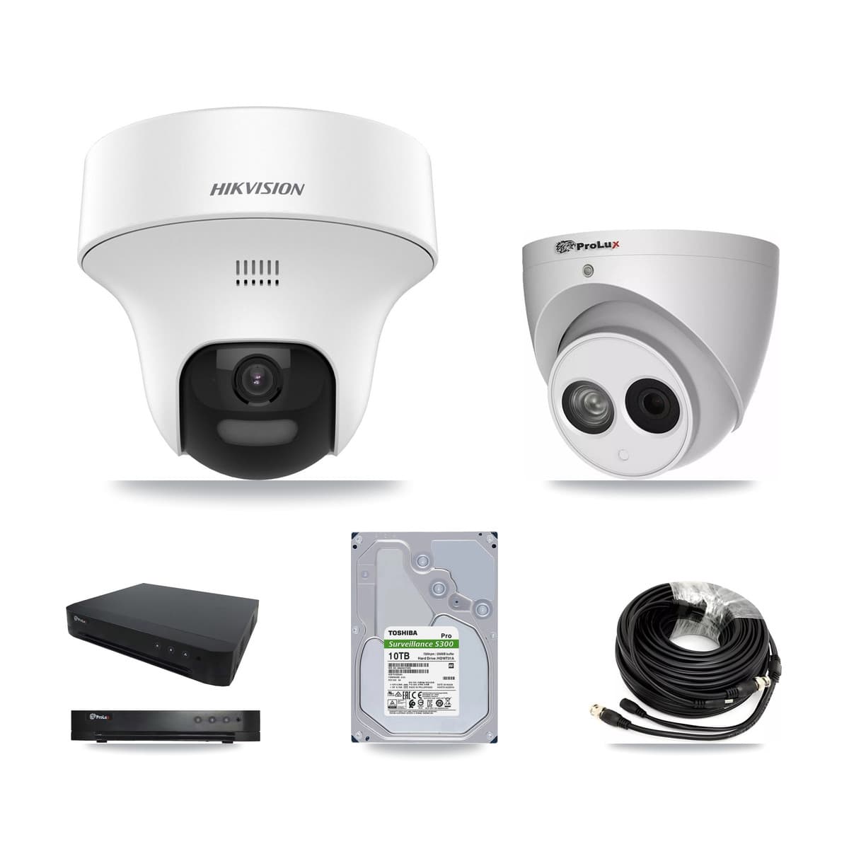Hikvision & Prolux 16-Channel 4MP – 5MP CCTV Kit — 7 DS-2CE70K0T 5MP + 1 PXC-612C4W-A 4MP Turret Cameras + 10TB Recording (PXD-8216 Recorder) - Image 1