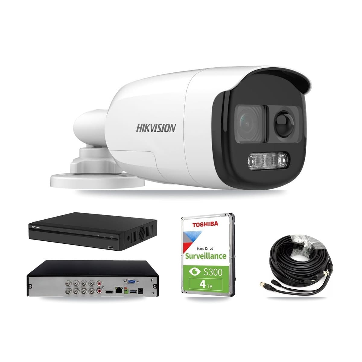 Hikvision & Prolux 8-Channel 5MP CCTV Kit — 3 DS-2CE12KF3T Bullet Cameras + 4TB Recording (PXD-5108HS Recorder) - Image 1