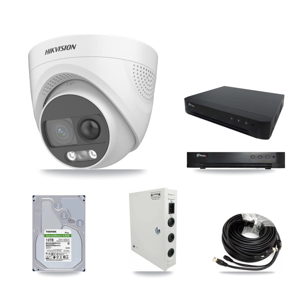 Hikvision & Prolux 16-Channel 5MP CCTV Kit — 9 DS-2CE72KF3T Turret Cameras + 10TB Recording - Image 1