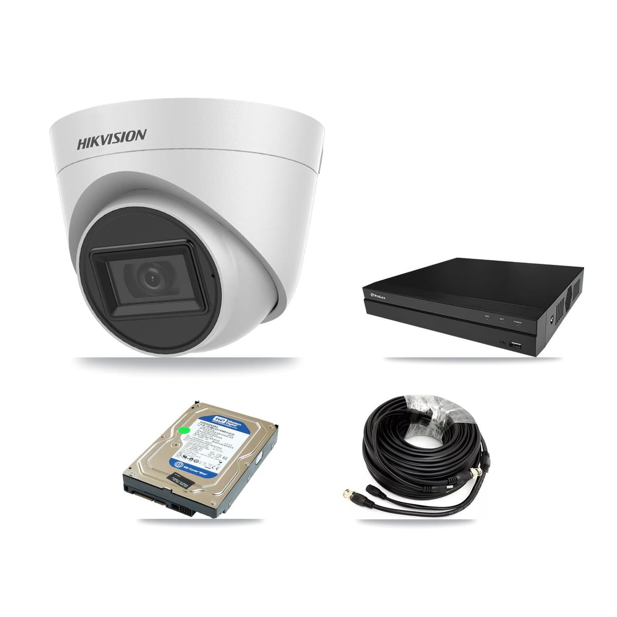 Hikvision & Prolux 8-Channel 5MP CCTV Kit — 1 White Turret Camera + 500GB Recording - Image 1