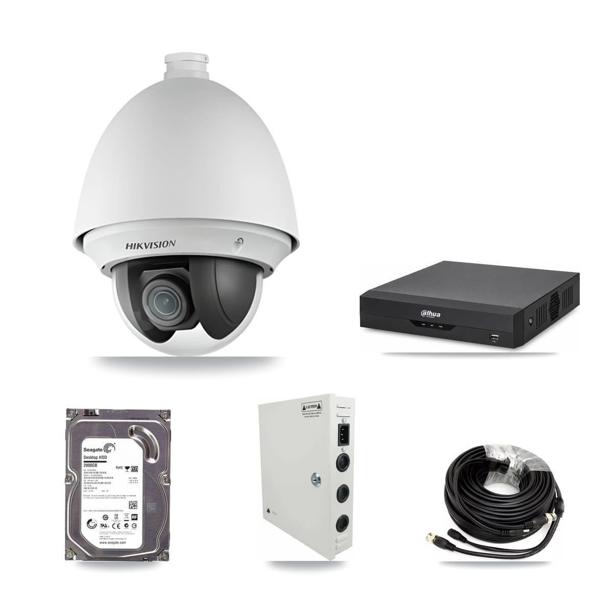 Hikvision & Dahua 4-Channel 2MP CCTV Kit — 3 DS-2AE4225T PTZ Cameras + 2TB Recording