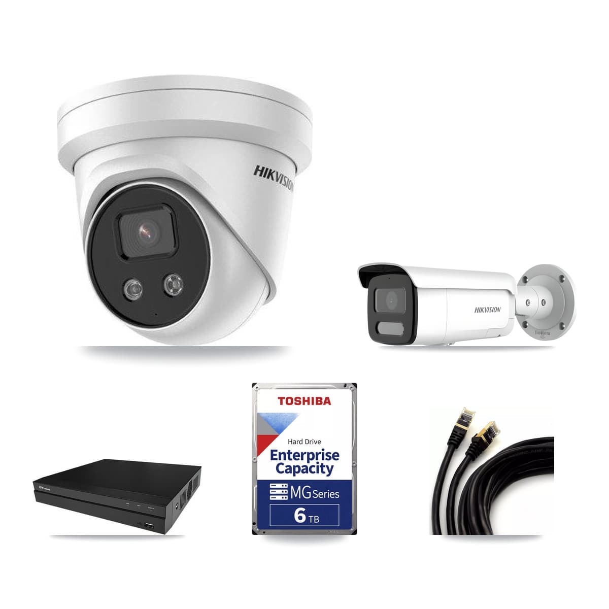Hikvision & Prolux 8-Channel 4MP – 5MP CCTV Kit — 1 4MP Bullet + 4 5MP Turret Cameras + 6TB Recording - Image 1