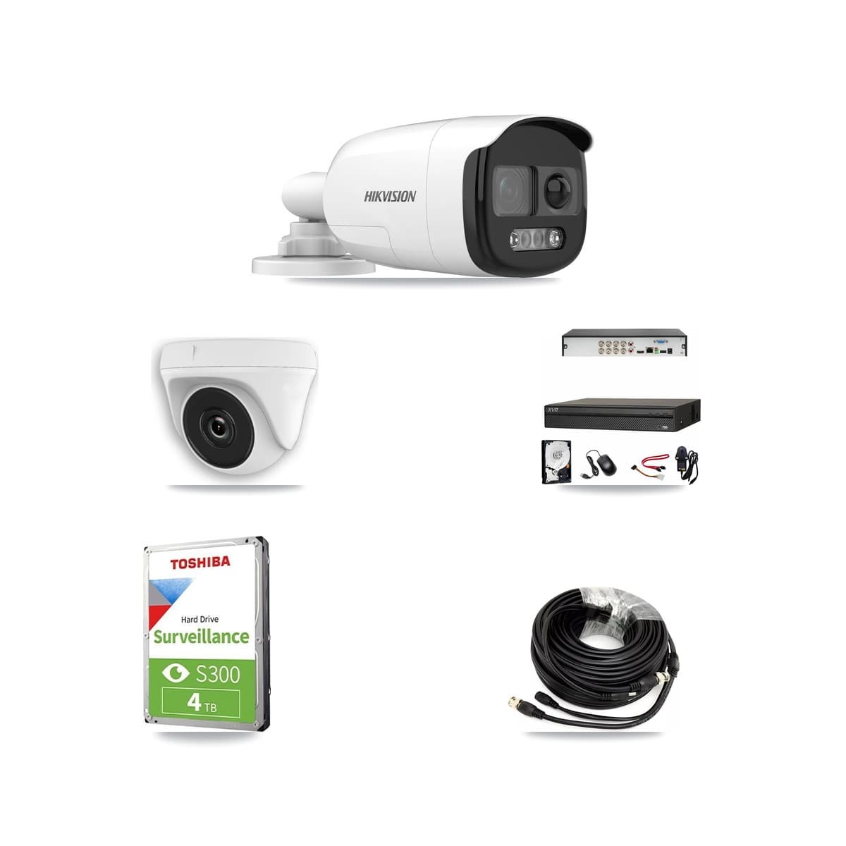 Hikvision & Dahua 8-Channel 2MP – 5MP CCTV Kit — 1 DS-2CE12KF3T 5MP Bullet + 1 White HDT-2MP-N20W 2MP Dome Cameras + 4TB Recording - Image 1