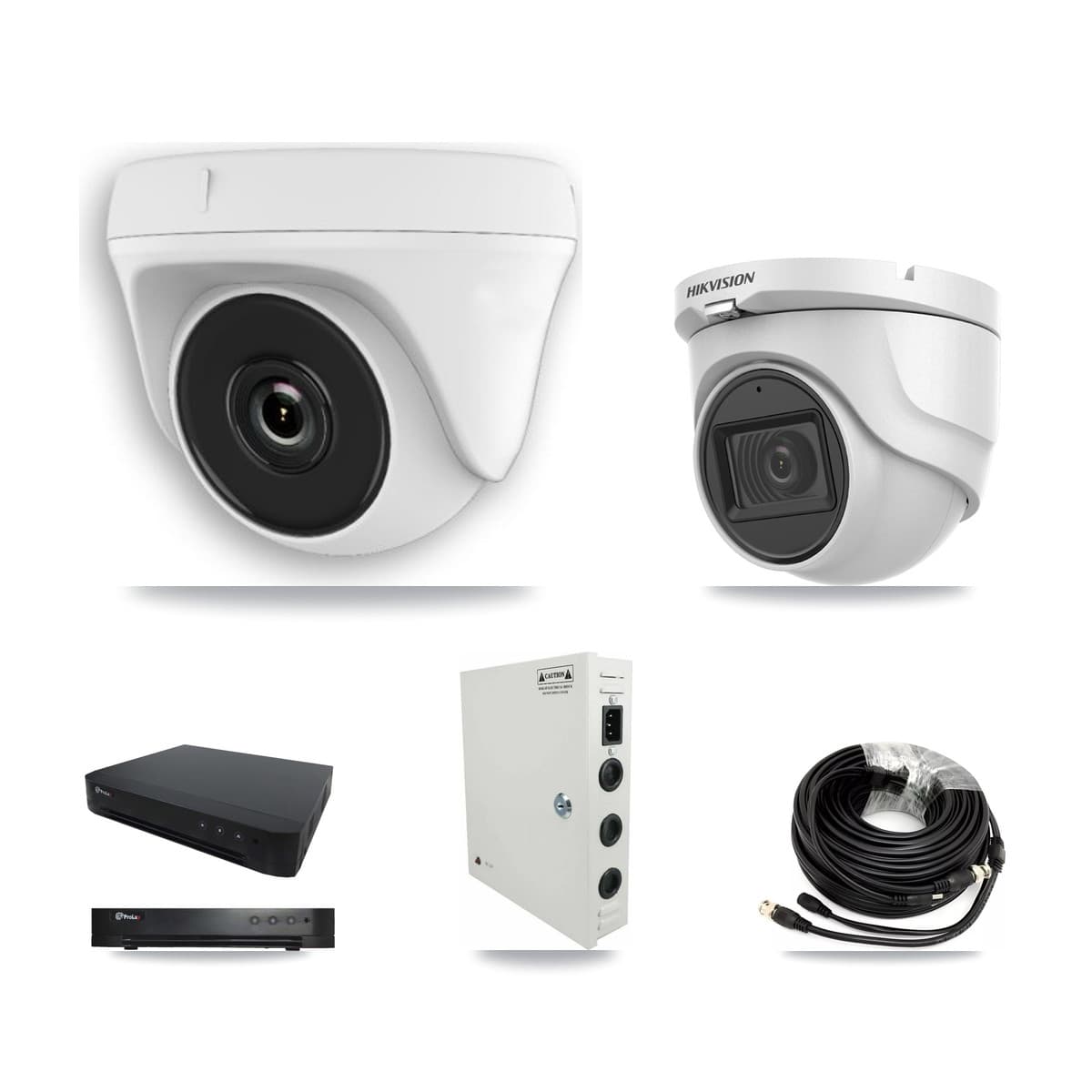 Hikvision & Prolux 16-Channel 2MP – 5MP CCTV Kit — 1 DS-2CE76H0T 5MP Turret + 10 White HDT-2MP-N20W 2MP Dome Cameras + 8TB Recording - Image 1