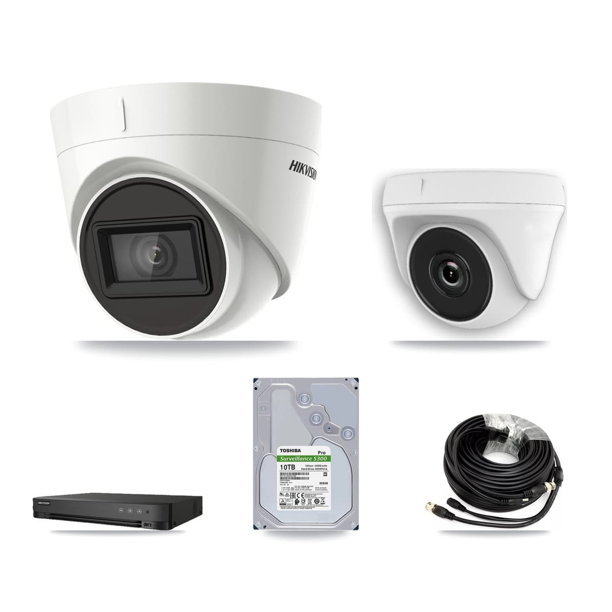 Hikvision 8-Channel 2MP – 4K CCTV Kit — 4 DS-2CE78U1T 4K Turret + 4 White HDT-2MP-N20W 2MP Dome Cameras + 10TB Recording - Image 1