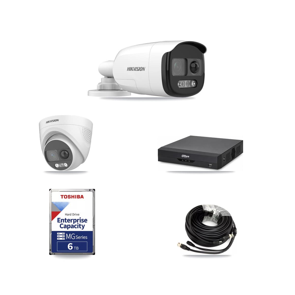 Hikvision & Dahua 4-Channel 5MP CCTV Kit — 1 DS-2CE12KF3T Bullet + 1 DS-2CE72KF3T Turret Cameras + 6TB Recording - Image 1