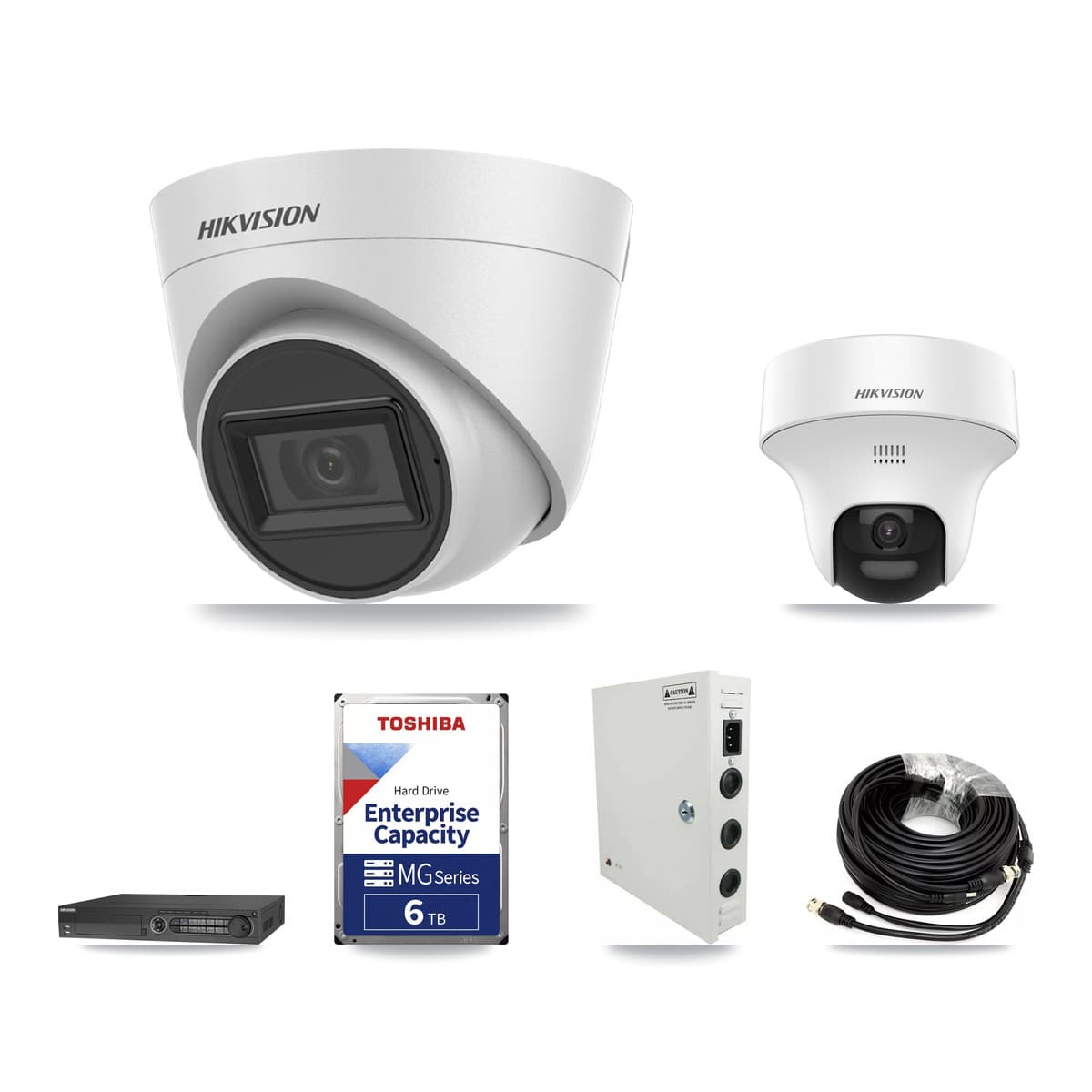 Hikvision 32-Channel 5MP CCTV Kit — 1 DS-2CE70K0T + 8 DS-2CE78H0T Turret Cameras + 2× 6TB Recording - Image 1