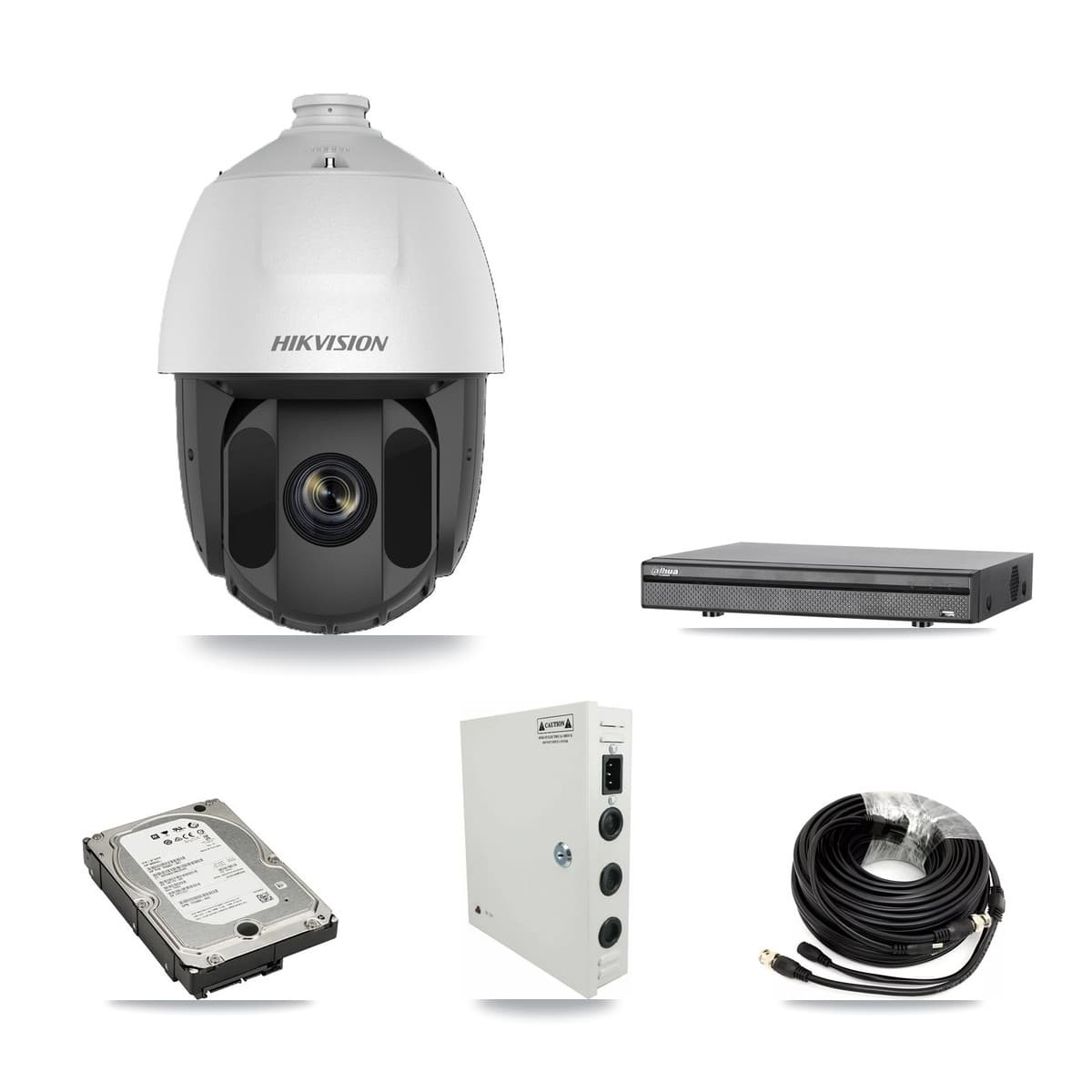 Hikvision & Dahua 8-Channel 2MP CCTV Kit — 8 DS-2AE5225TI PTZ Cameras + 5TB Recording (DH-XVR5108H Recorder) - Image 1