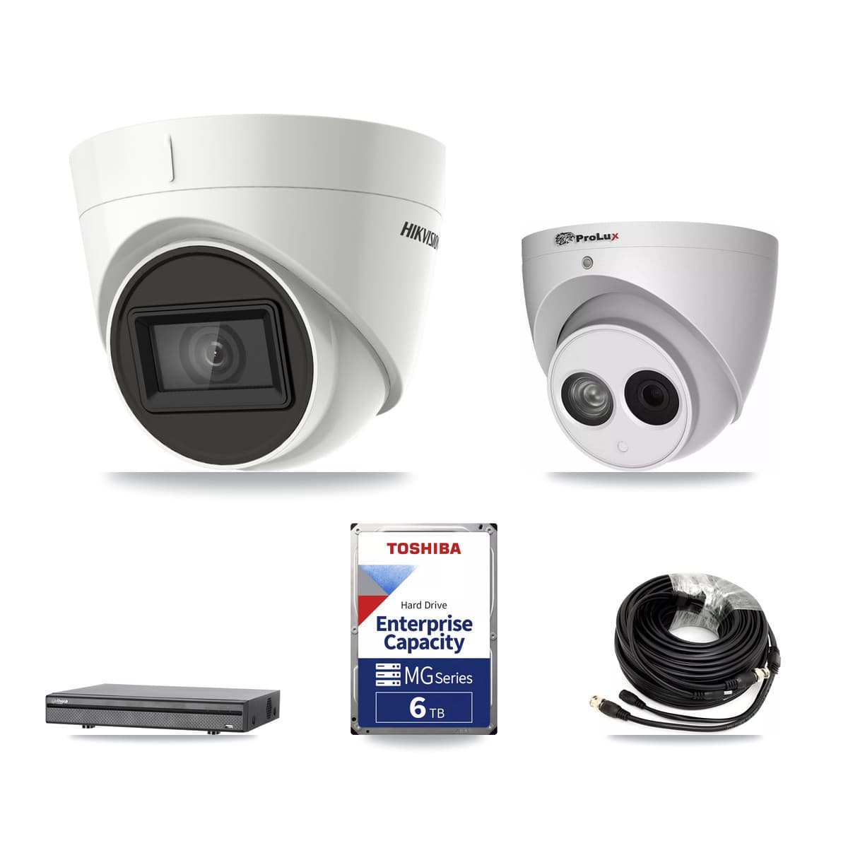 8-Channel 4MP – 4K CCTV Kit — 2 DS-2CE78U1T 4K + 1 PXC-612C4W-A 4MP Turret Cameras + 6TB Recording (DH-XVR5108H Recorder) - Image 1