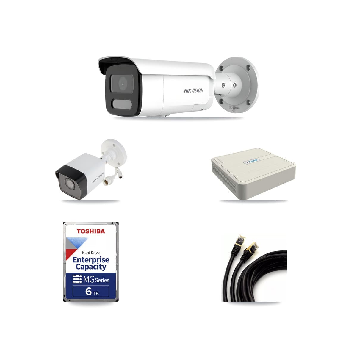 Hikvision & HiLook 8-Channel 4MP – 5MP CCTV Kit — 1 5MP + 3 4MP Bullet Cameras + 6TB Recording (NVR-108H-D Recorder) - Image 1