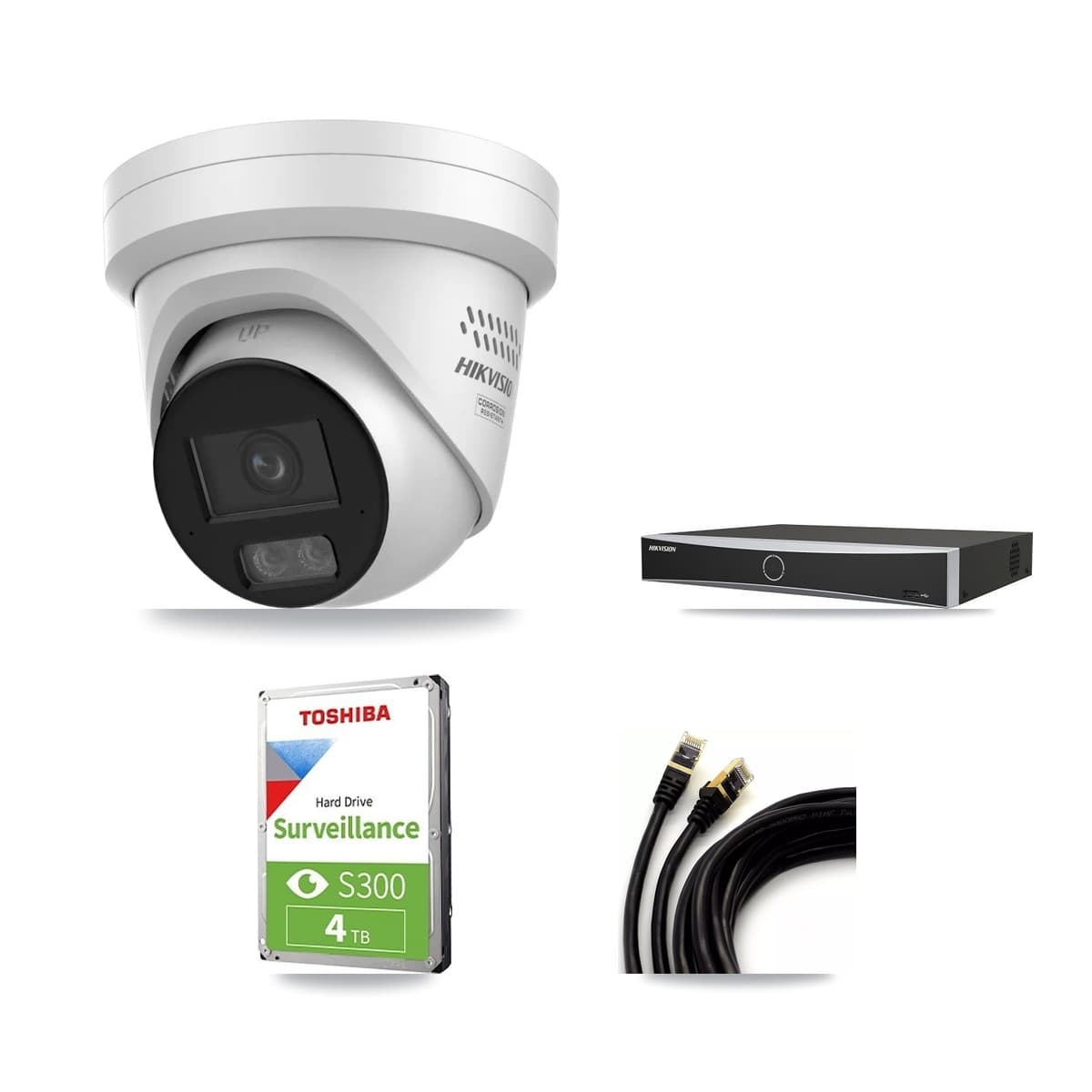 Hikvision 4-Channel 4MP CCTV Kit — 3 DS-2CD2347G3 Turret Cameras + 4TB Recording