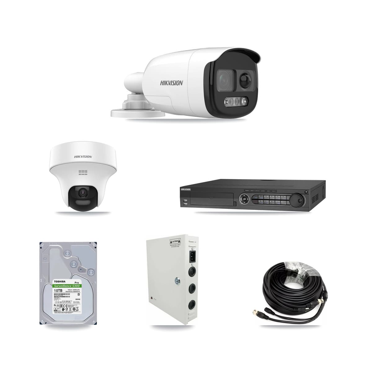 Hikvision 32-Channel 5MP CCTV Kit — 10 DS-2CE12KF3T Bullet + 5 DS-2CE70K0T Turret Cameras + 2× 10TB Recording (DS-7332HQHI Recorder) - Image 1