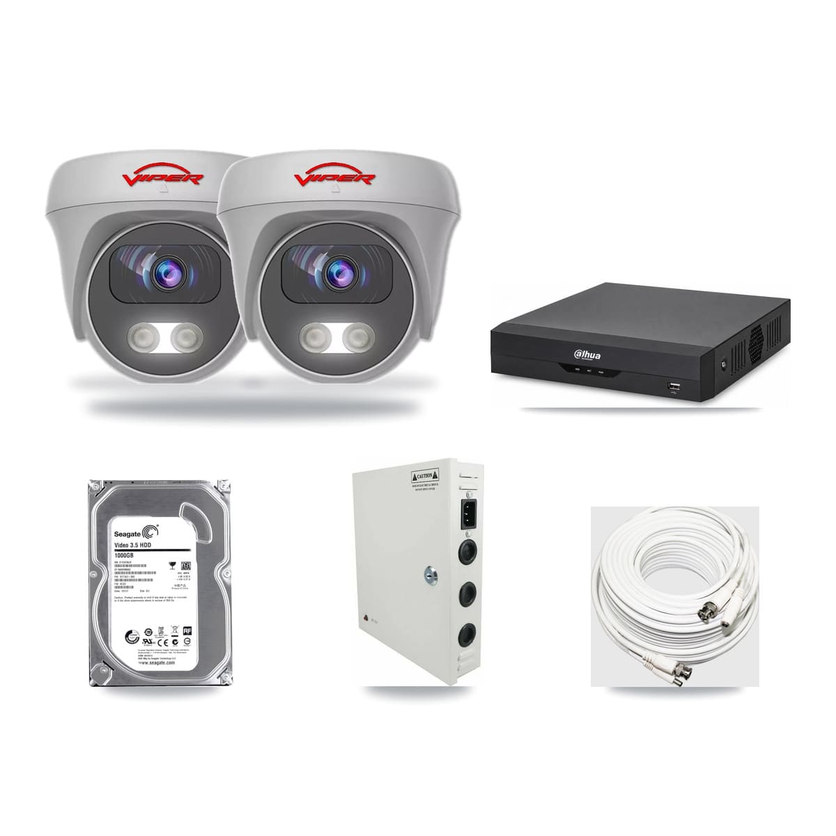 Dahua 4-channel CCTV kit: 2 cameras (2× 5MP Camera), 1TB hard drive