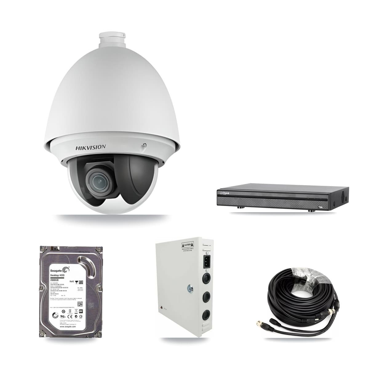 Hikvision & Dahua 8-Channel 2MP CCTV Kit — 3 PTZ Cameras + 2TB Recording (DH-XVR5108H Recorder)