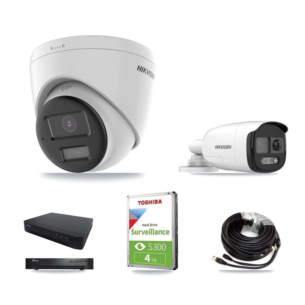 Hikvision & Prolux 16-Channel 5MP CCTV Kit — 1 DS-2CE12KF3T Bullet + 2 DS-2CE78K0T Turret Cameras + 4TB Recording - Image 1