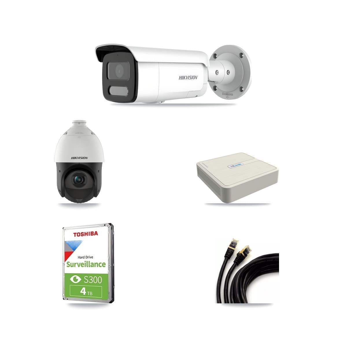 Hikvision & HiLook 8-Channel 4MP CCTV Kit — 2 Bullet + 1 PTZ Cameras + 4TB Recording (NVR-108H-D Recorder) - Image 1
