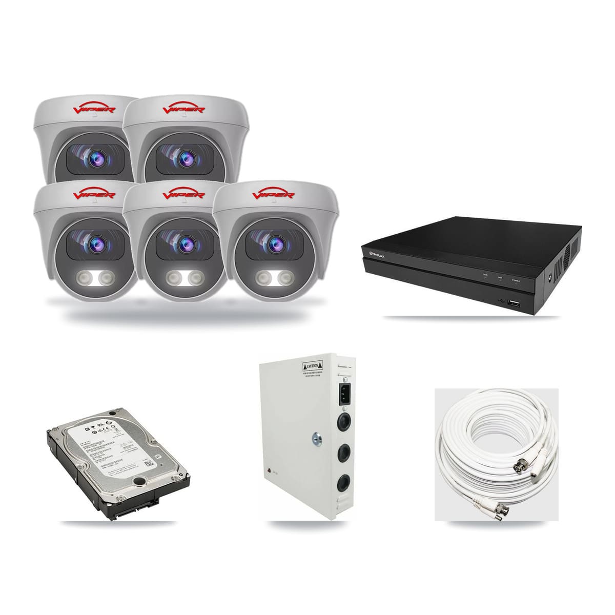 Prolux 8-channel CCTV kit: 5 cameras (5× 5MP Camera), 5TB hard drive