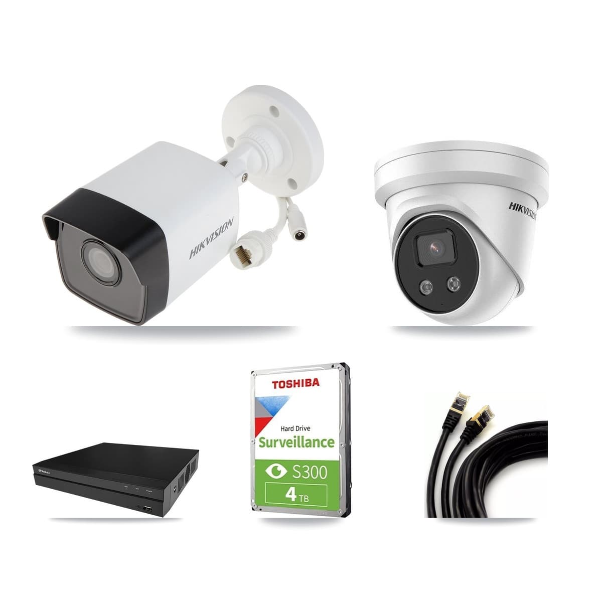 Hikvision & Prolux 8-Channel 5MP CCTV Kit — 1 DS-2CD1053G0 Bullet + 1 DS-2CD3356G2 Turret Cameras + 4TB Recording - Image 1