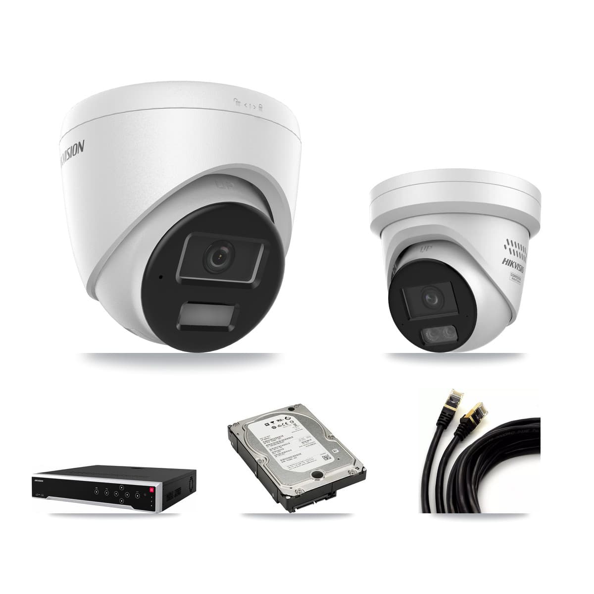Hikvision 32-Channel 4MP CCTV Kit — 2 DS-2CD1343G2 + 2 DS-2CD2347G3 Turret Cameras + 5TB Recording - Image 1