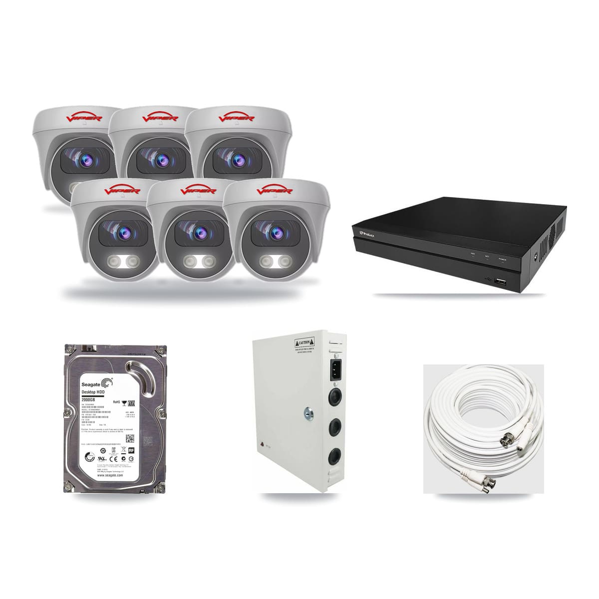 Prolux 8-channel CCTV kit: 6 cameras (6× 5MP Camera), 2TB hard drive