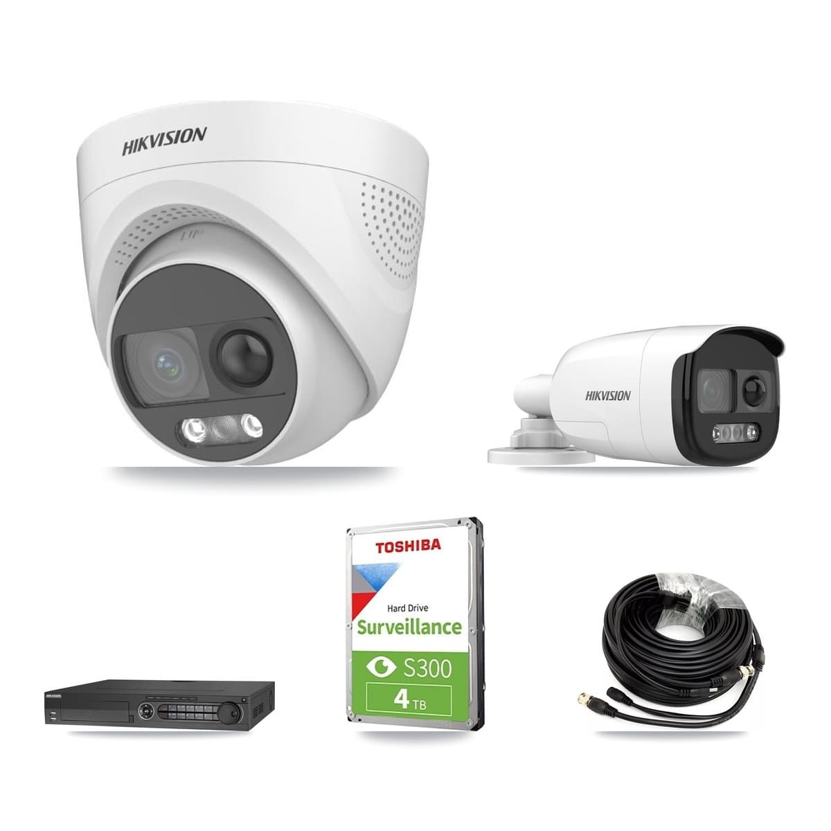 Hikvision 32-Channel 5MP CCTV Kit — 1 DS-2CE12KF3T Bullet + 2 DS-2CE72KF3T Turret Cameras + 4TB Recording (DS-7332HQHI Recorder) - Image 1