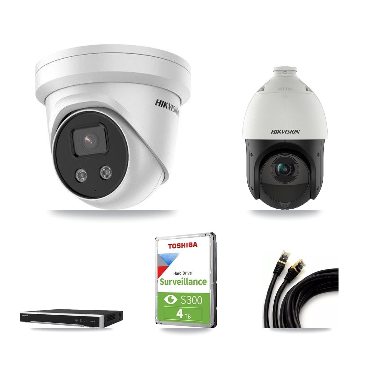 Hikvision 8-Channel 4MP – 5MP CCTV Kit — 1 5MP Turret + 1 4MP PTZ Cameras + 4TB Recording - Image 1