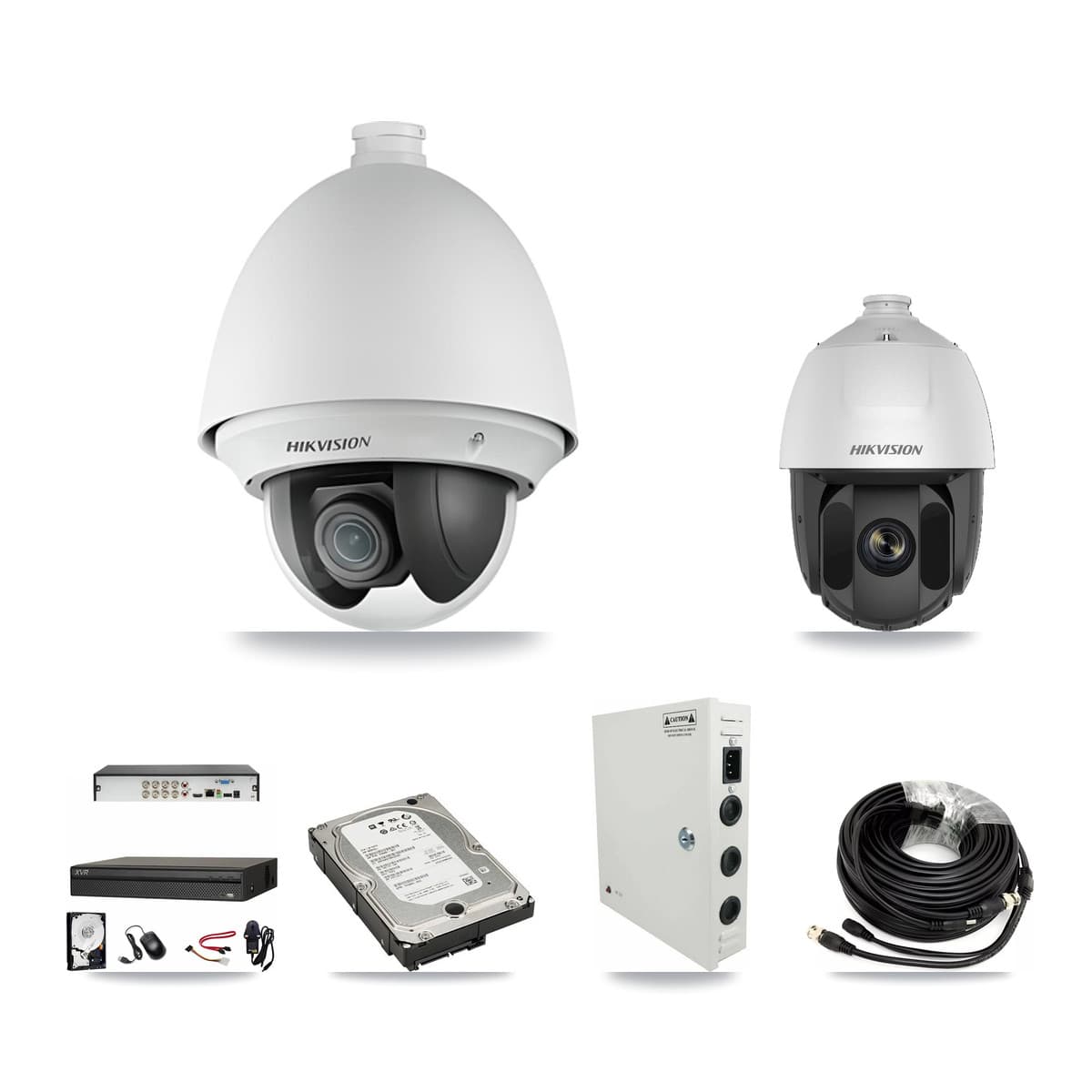 Hikvision & Dahua 8-Channel 2MP CCTV Kit — 6 DS-2AE4225T + 1 DS-2AE5225TI PTZ Cameras + 5TB Recording (XVR-3108AD Recorder)