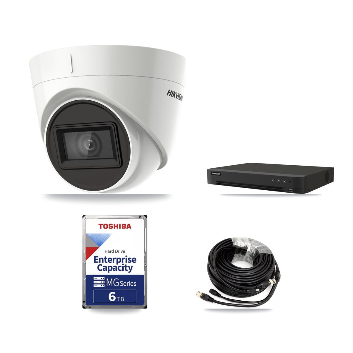Hikvision 8-Channel 4K CCTV Kit — 1 DS-2CE78U1T-IT3F Turret Camera + 6TB Recording (IDS-7208HUHI-M1/XT Recorder)