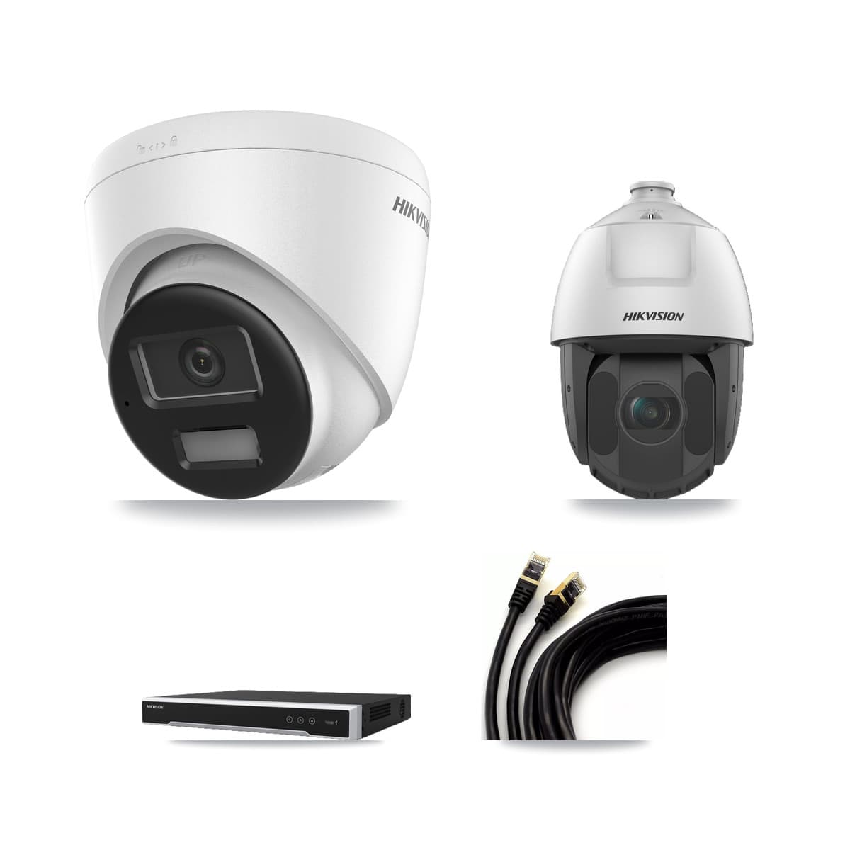Hikvision 8-Channel 2MP – 4K CCTV Kit — 3 4K Turret + 1 2MP PTZ Cameras + 8TB Recording