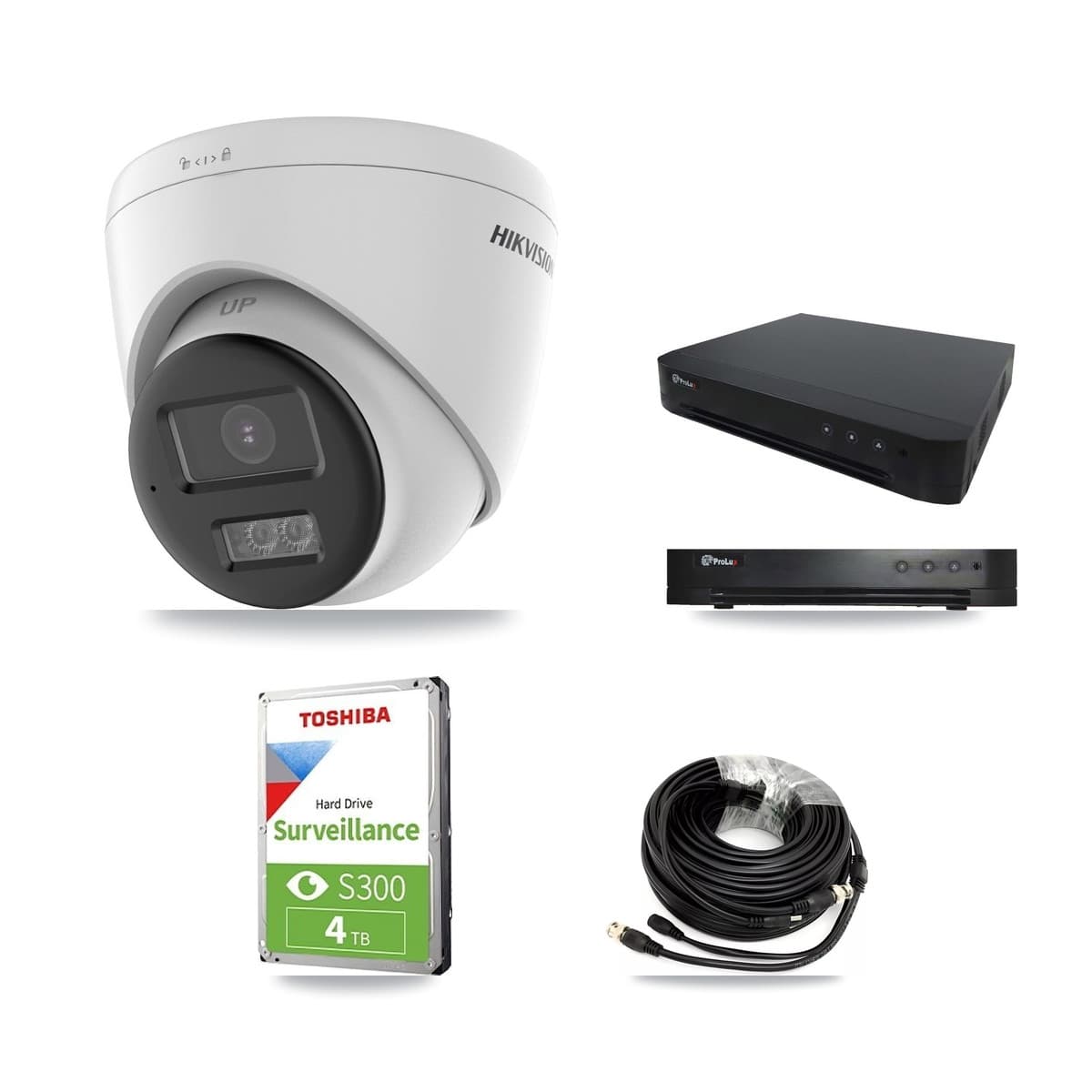 Hikvision & Prolux 16-Channel 5MP CCTV Kit — 3 DS-2CE78K0T-LTS Turret Cameras + 4TB Recording (PXD-8216-HYK4MP Recorder) - Image 1
