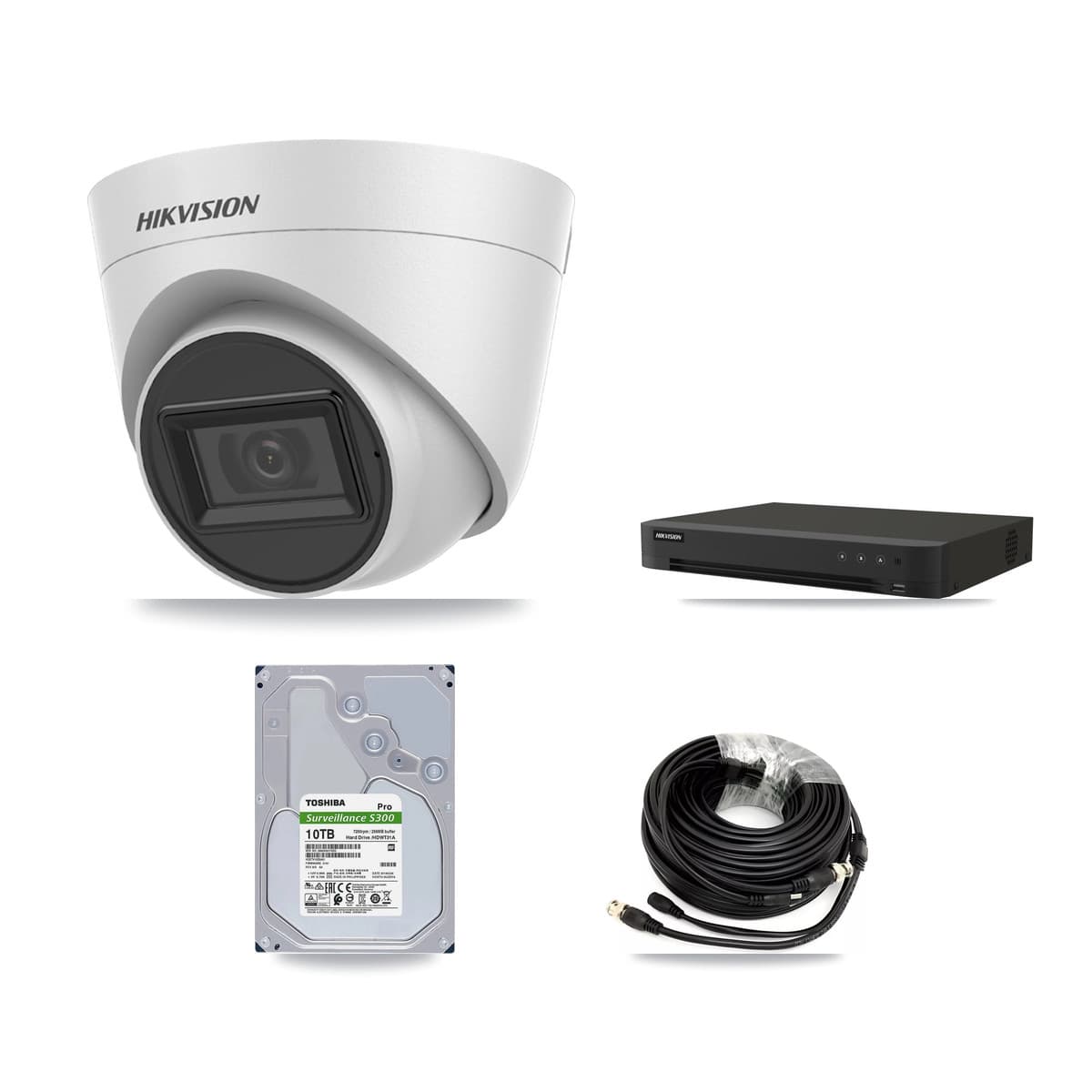 Hikvision 16-Channel 5MP CCTV Kit — 8 White Turret Cameras + 10TB Recording (IDS-7216HQHI Recorder) - Image 1