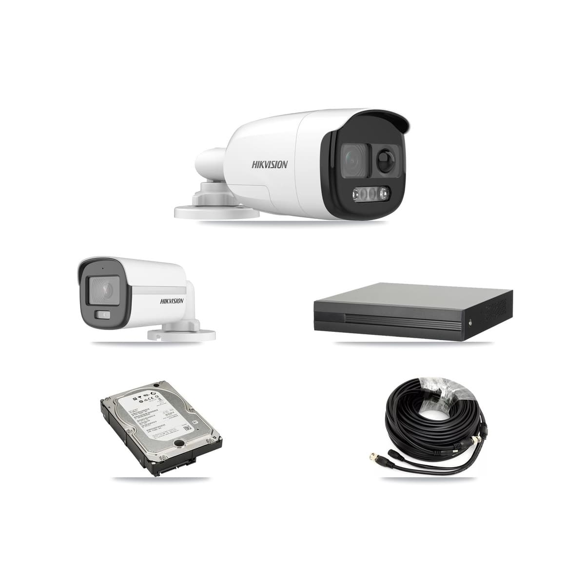 Hikvision 4-Channel 5MP CCTV Kit — 1 DS-2CE12KF0T + 3 DS-2CE12KF3T Bullet Cameras + 5TB Recording (XVR-3104HS Recorder) - Image 1