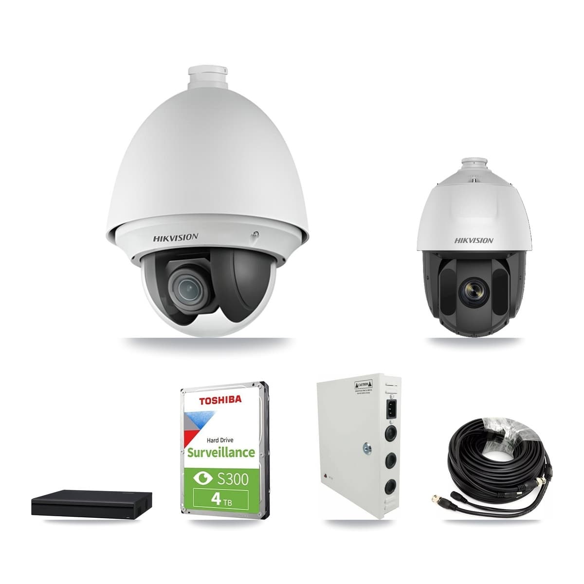 Hikvision 8-Channel 2MP CCTV Kit — 4 DS-2AE4225T + 1 DS-2AE5225TI PTZ Cameras + 4TB Recording (XVR-3108AD Recorder) - Image 1