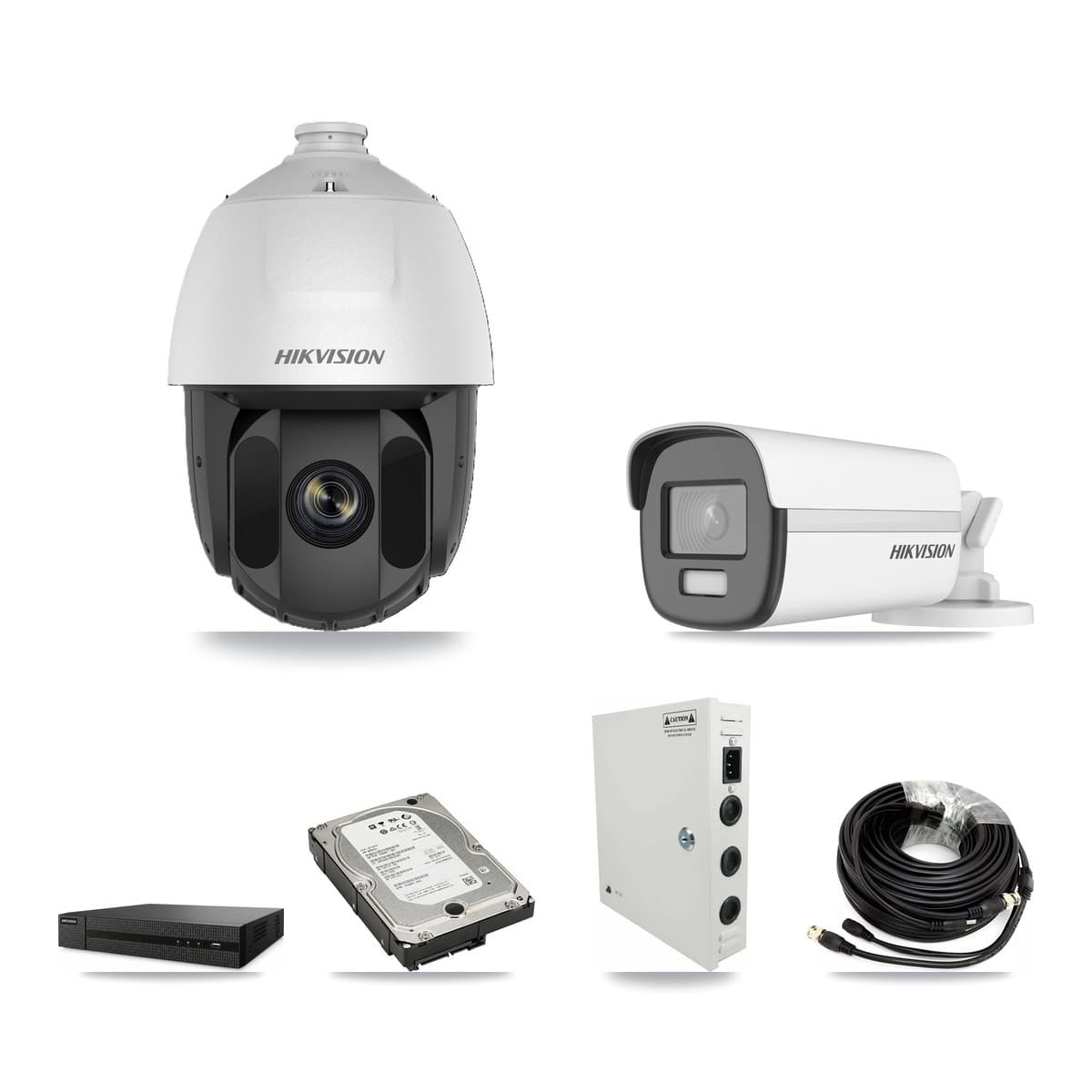 Hikvision 8-Channel 2MP – 4K CCTV Kit — 3 DS-2AE5225TI 2MP PTZ + 1 DS-2CE12UF3T 4K Bullet Cameras + 5TB Recording - Image 1