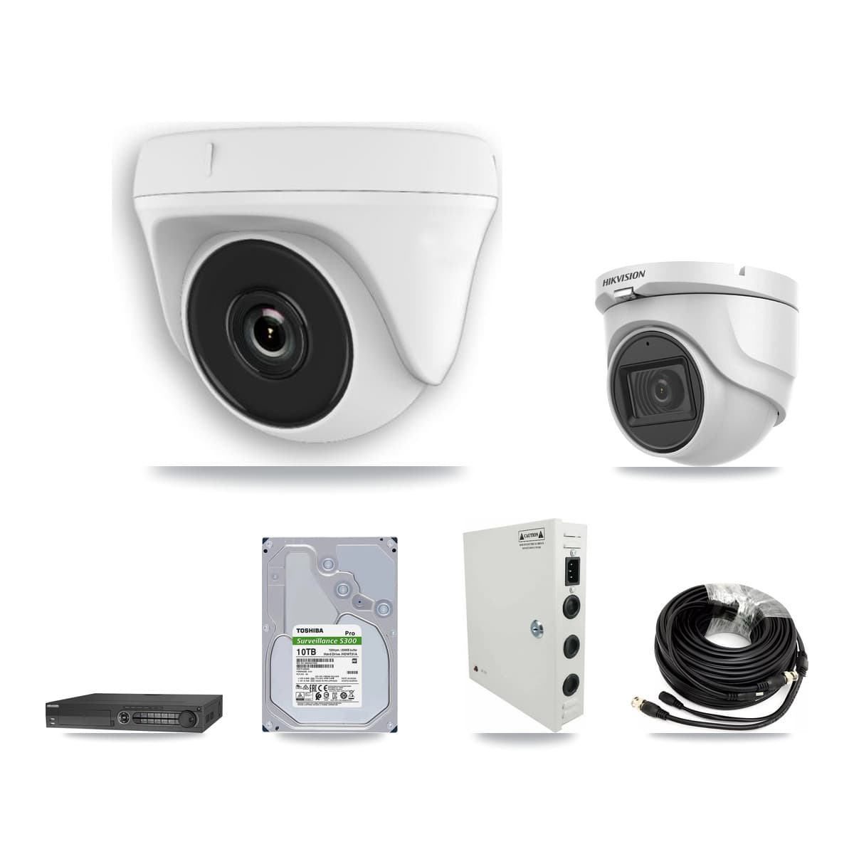 Hikvision 32-Channel 2MP – 5MP CCTV Kit — 1 5MP Turret + 31 White 2MP Dome Cameras + 2× 10TB Recording (DS-7332HQHI Recorder)