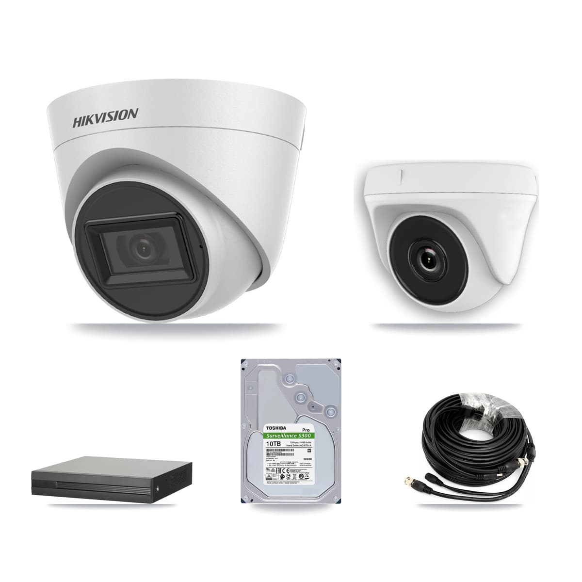 Hikvision 8-Channel 2MP – 5MP CCTV Kit — 6 White 5MP Turret + 2 White 2MP Dome Cameras + 10TB Recording (XVR-3108HS Recorder) - Image 1