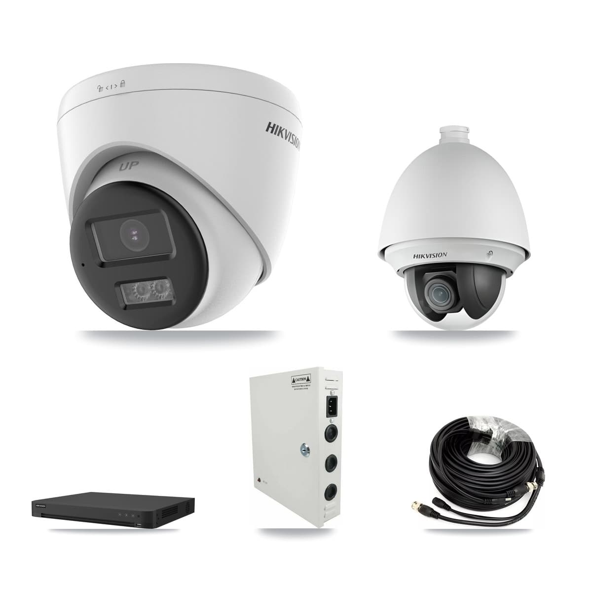 Hikvision 32-Channel 2MP – 5MP CCTV Kit — 1 DS-2AE4225T-A 2MP PTZ + 13 DS-2CE78K0T-LTS 5MP Turret Cameras + 2× 8TB Recording (IDS-7232HQHI-M2/XT Recorder)
