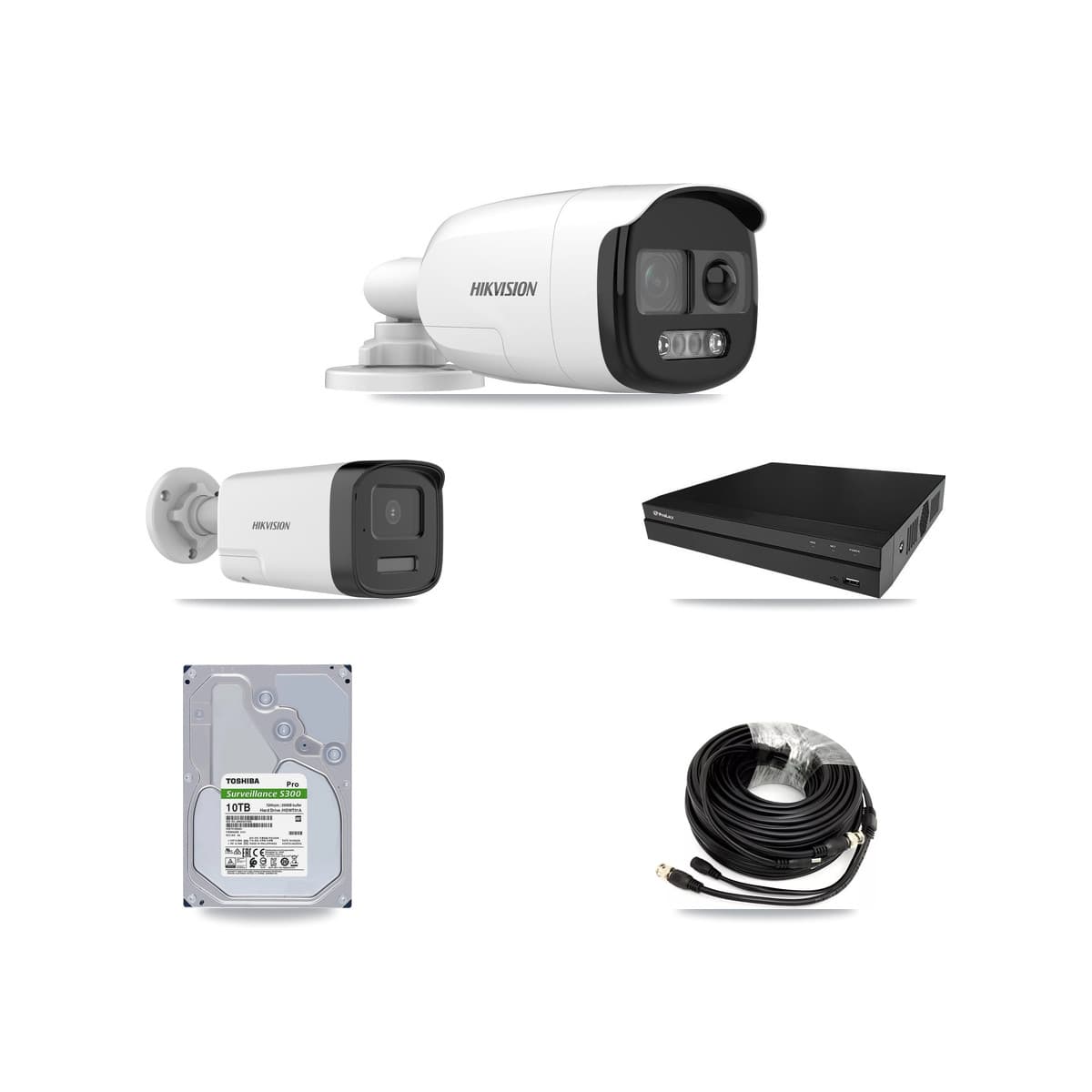 Hikvision & Prolux 8-Channel 5MP CCTV Kit — 6 DS-2CE12KF3T + 1 DS-2CE17K0T Bullet Cameras + 10TB Recording (PXD-5208AN Recorder)