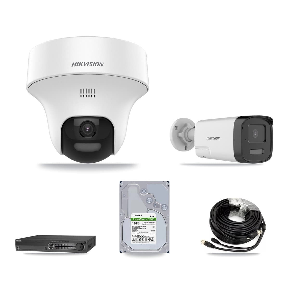 Hikvision 32-Channel 5MP CCTV Kit — 2 DS-2CE17K0T Bullet + 6 DS-2CE70K0T Turret Cameras + 10TB Recording (DS-7332HQHI Recorder) - Image 1