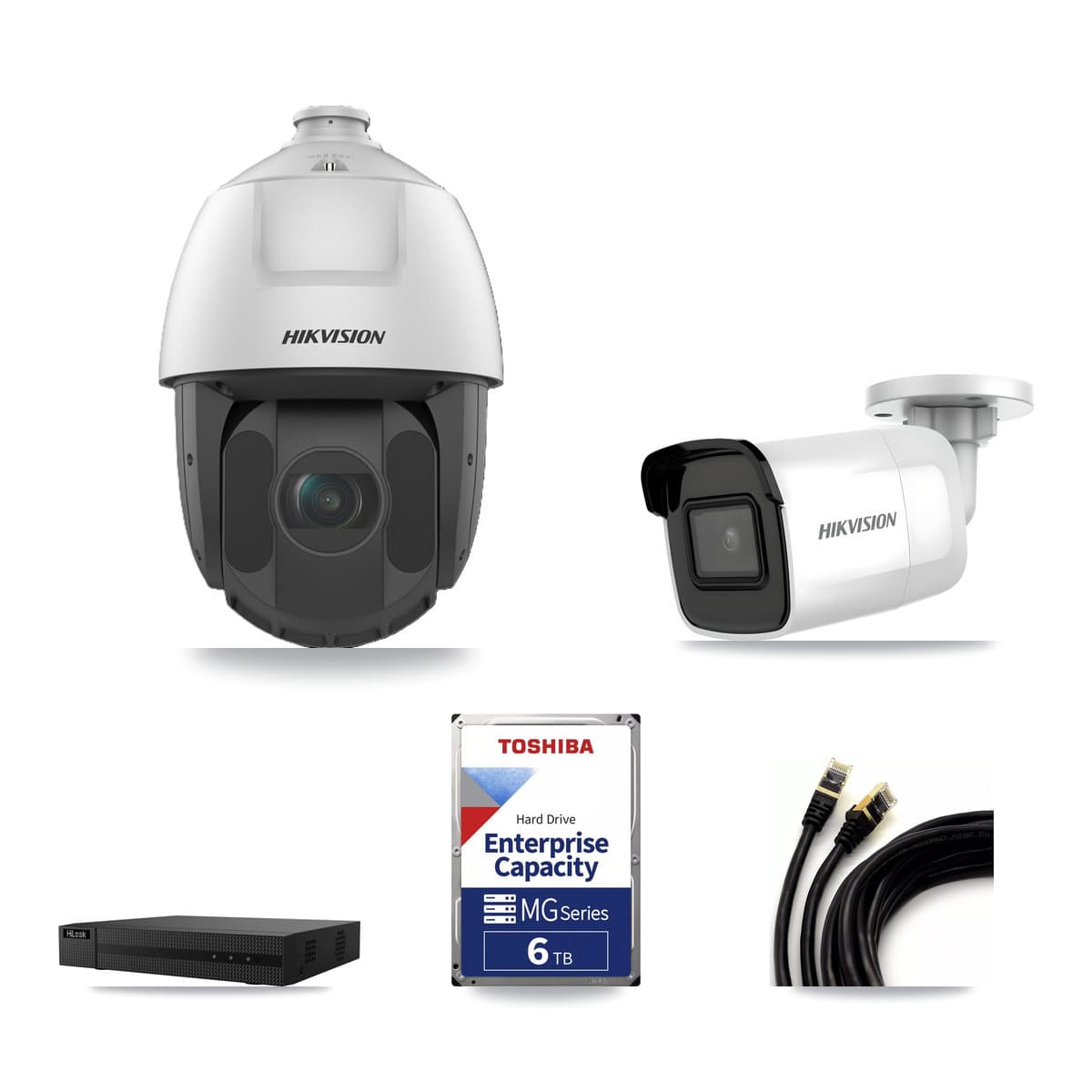 Hikvision & HiLook 8-Channel 2MP – 4K CCTV Kit — 1 4K Bullet + 7 2MP PTZ Cameras + 6TB Recording - Image 1