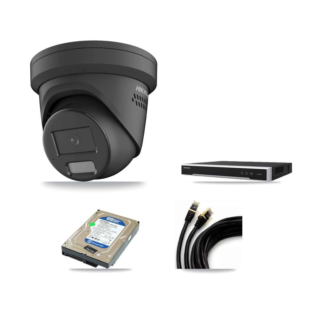 Hikvision 8-Channel 4MP CCTV Kit — 1 Black Turret Camera + 500GB Recording