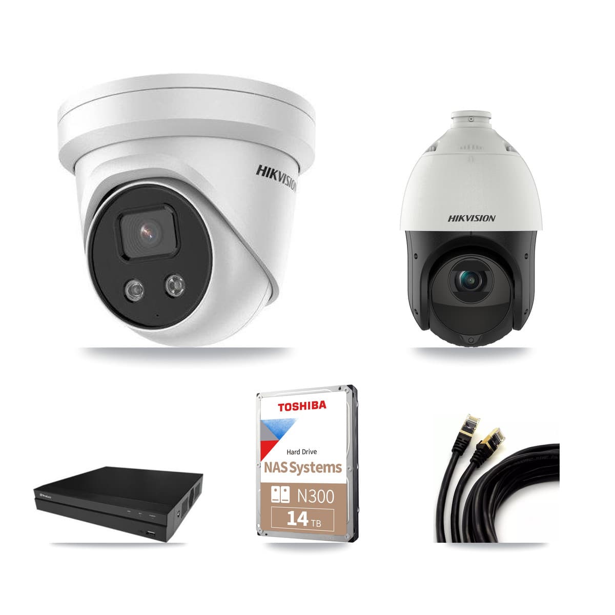 Hikvision & Prolux 16-Channel 4MP – 5MP CCTV Kit — 11 5MP Turret + 1 4MP PTZ Cameras + 14TB Recording - Image 1