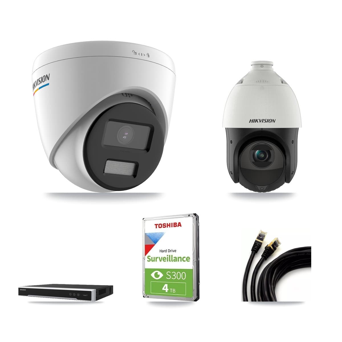 Hikvision 8-Channel 2MP – 4MP CCTV Kit — 2 2MP Turret + 2 4MP PTZ Cameras + 4TB Recording - Image 1