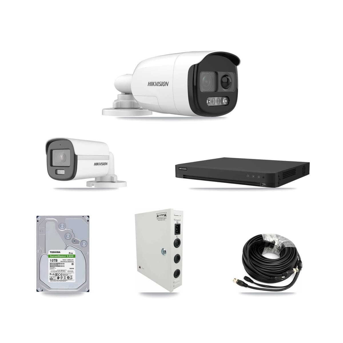 Hikvision 32-Channel 5MP CCTV Kit — 1 DS-2CE12KF0T + 15 DS-2CE12KF3T Bullet Cameras + 2× 10TB Recording (IDS-7232HQHI Recorder) - Image 1