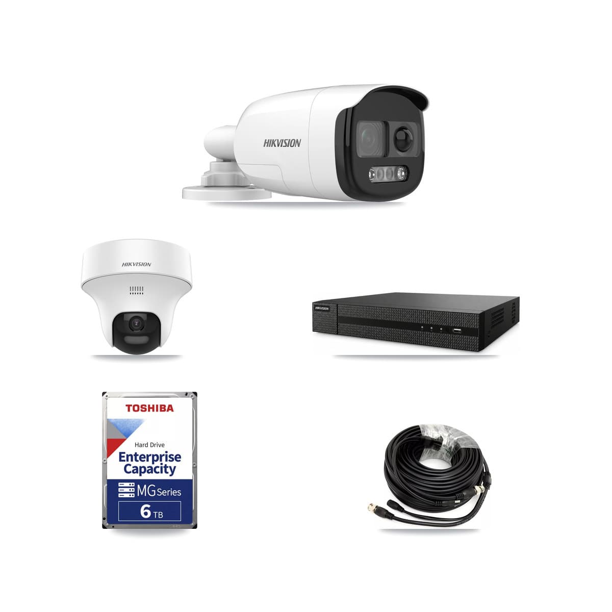 Hikvision 8-Channel 5MP CCTV Kit — 3 DS-2CE12KF3T Bullet + 1 DS-2CE70K0T Turret Cameras + 6TB Recording